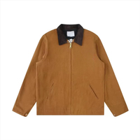 Blouson Bomber Homme Hiver Style Urbain Vintage 100% Coton Toile Zippé Écologique Coupe-Vent Color Block Finition Soignée