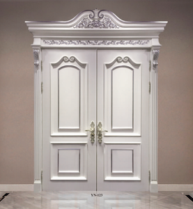 Puerta de madera de lujo Puerta de apartamento blanco tallado <span class=keywords><strong>Roma</strong></span> y flores Puerta de madera avanzada - Product Image 1