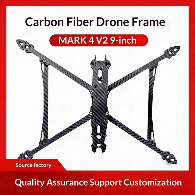 Carbon Fiber Drone Frame Mark4 9inch CNC Machined Custom-Made Lightweight Optimized Flying Made in Shenzhen HT-WRJ