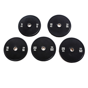 Venta al por mayor de discos de pesas de caucho negro para ejercicio, equipo de entrenamiento de gimnasio, levantamiento de pesas, OEM, ODM, logotipo personalizado disponible - Product Image 5