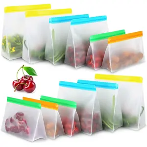 EVA özel renkli fermuar kaymak su geçirmez dondurucu yeniden kullanılabilir silikon gıda saklama çantası düz çanta
