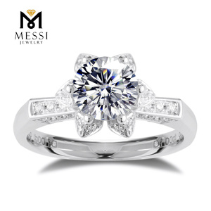 Bague <span class=keywords><strong>de</strong></span> fiançailles en or blanc 18K/14K avec <span class=keywords><strong>diamant</strong></span> Moissanite <span class=keywords><strong>1</strong></span> <span class=keywords><strong>carat</strong></span>, Thaïlande - Product Image 1