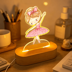 Custom Personalized Name <b>LED</b> Square Night <b>Light</b> USB Acrylic 3D Kids Lamp with Wooden Base Dimmable Home Decor Gift for Girls - Product Image 3