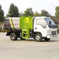 Camion à ordures à chargement latéral Petit Foton 5 M3 Véhicule de collecte des déchets ménagers Ascenseur hydraulique 240L Poubelle Camion de nettoyage