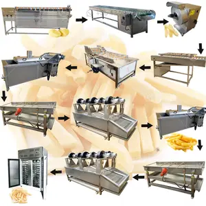 Commercial Small Scale Finger Potato Crisps Frying Frozen French Fries Making Machine Potato Chips Production Line