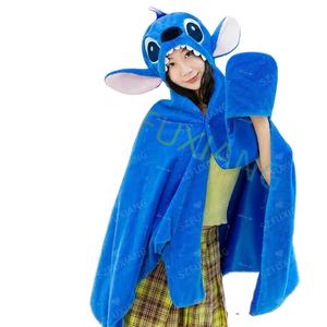 Usine bas prix dessin animé mignon point à capuche Cape couverture étudiant châle épaissi climatiseur pour enfants couvertures à double usage - Product Image 1