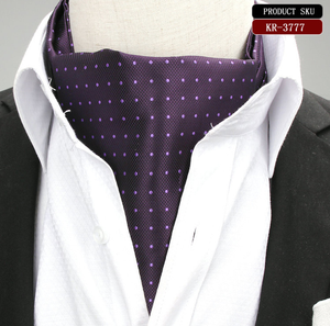 2022 hommes à pois Plaid <span class=keywords><strong>soie</strong></span> cravate cravates Jacquard tissé décontracté Ascot Polyester <span class=keywords><strong>soie</strong></span> costume chemise col écharpe - Product Image 4