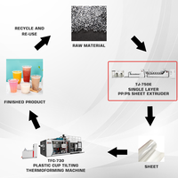 Machine d'extrusion de feuilles monocouche PP/PS entièrement automatique, ligne de production d'extrusion à vis pour rouleaux de feuilles de plastique PP