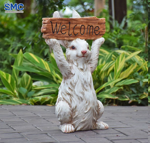 SMC Harz Lebensechte Wetterfeste Große Cartoon-Tierfigur Kaninchen-Astronaut Skulptur für Außenbereich Garten Hof Landschaft Rasen Terrasse - Product Image 3