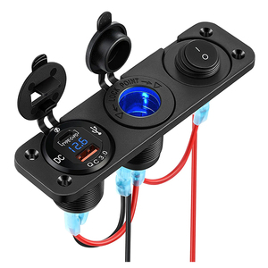 Sigarettenaanstekerpaneel 12V QC3.0 USB dubbele poorten met LED <span class=keywords><strong>voltmeter</strong></span> en schakelaar voor voertuigen, auto, boot, vrachtwagen, caravan - Product Image 1