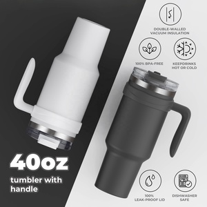 מכירת הטוב ביותר באיכות גבוהה ביותר של 40 עוז טאמבלר חסין דליפה חיצונית נסיעות ספל עם ידית וקש 2-in-1 מכסה - Product Image 5