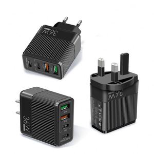 อะแดปเตอร์ชาร์จโทรศัพท์มือถือแบบเร็ว 36W 2PD+2USB ช่องเสียบหลายพอร์ต สำหรับ UK US EU - Product Image 1