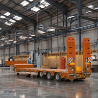 Semi-remorque à plateau surbaissé à 3/4/5 essieux, capacité de 40 à 120 tonnes pour le transport d'équipements lourds avec échelle hydraulique/mécanique