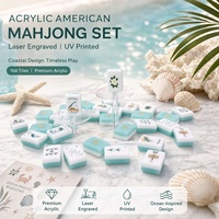 Jeu de Mahjong américain 160 tuiles, Mahjong inspiré de la Floride, tuiles de Mahjong en acrylique avec dents de requin, cadeau de Mahjong de luxe pour femmes