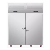 -80 ℃ Grado de temperatura ultrabaja Enfriador de choque de dos puertas con bandejas de carrito Sartenes Congelador para MARISCOS CONGELADOS