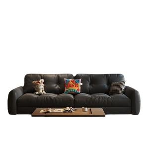 Sofá de una Plaza de Cuero Encerado Estilo Italiano Minimalista de Lujo Ligero para Sala de Estar, Diseño <span class=keywords><strong>Brooklyn</strong></span>, Arte en Cuero, Foshan - Product Image 5