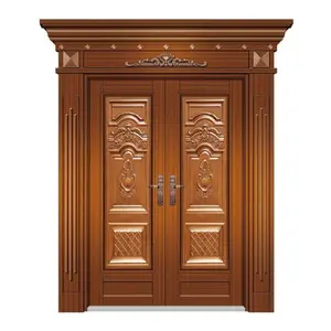 Soundproof Front Entry Doors Modern Steel Entrance Door Commercial Building Double Copper Entry Doors