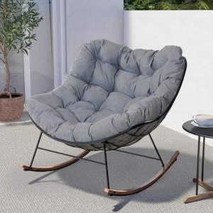 Mecedora para patio al aire libre <span class=keywords><strong>Silla</strong></span> Papasan de gran tamaño con cojín y Marco - Product Image 5