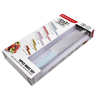 Ensemble de couteaux de cuisine multifonctionnels d'usine directe gaine de poignée en PP colorée coupe tranchante en acier inoxydable pour boîte-cadeau de Chefs