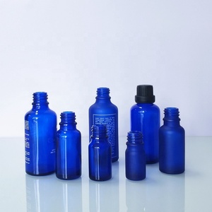 Flacon en verre rond pour huile essentielle, bleu cobalt, vide, 15 ml, 30 ml, 50 ml, emballage cosmétique avec compte-gouttes - Product Image 3