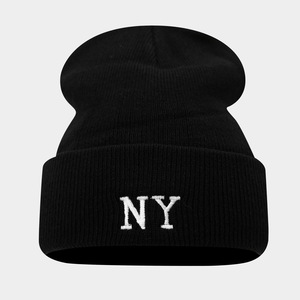 New NY Embroidered Ski Hat - Autumn &amp; Winter Slouchy Knit Hat, Letter Woolen Hat, Unisex <strong>Beanie</strong> with <strong>Pom</strong>-<strong>Pom</strong> - Product Image 6