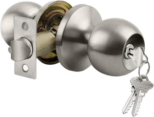 Key Ball Round Cylindrical Brass Cylinder Stainless Steel Handle <strong>Door</strong> <strong>Knob</strong> Lock - Product Image 1
