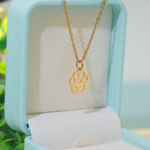 Bijoux pour animaux de compagnie personnalisé chien empreinte gravé pendentif mignon chien patte et coeur nom personnalisé chaîne collier - Product Image 2