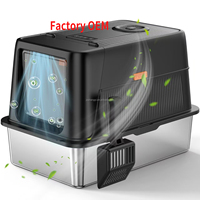 Bac à litière pour chat fermé en acier inoxydable 70L, intelligent, durable, avec système anti-odeurs, facile à nettoyer, avec pelle à litière