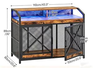 Meilleures ventes - Cage pour chien robuste pour l'intérieur avec étagères de rangement, cage en bois avec éclairage LED pour chiens de grande taille XL - Product Image 2