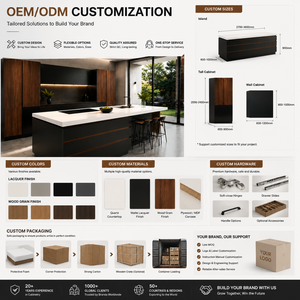 <span class=keywords><strong>Cucina</strong></span> Modulare Moderna Personalizzata con Ampia Capacità di Stoccaggio, Top in Quarzo, Design Nero Senza Maniglie - Product Image 5