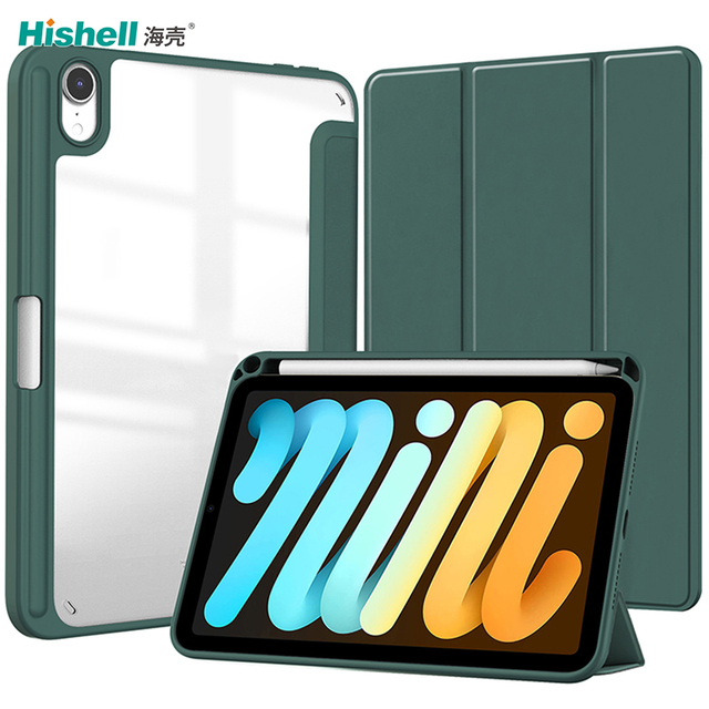 Crystal Clear Tablet Cover PU Folio Leather Tablet Case for iPad Mini 6