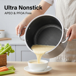 <span class=keywords><strong>Set</strong></span> di <span class=keywords><strong>Pentole</strong></span> Antiaderenti a Nido d'Ape in Acciaio Inox Triplo Strato con Coperchio, Pentola per Zuppa a Induzione per Cucina - Product Image 4