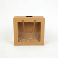 Boîte cadeau en carton imperméable de haute qualité avec poignée orange, fenêtre transparente, cadeaux d'accompagnement pour anniversaire, aliments, tiroir ouvert