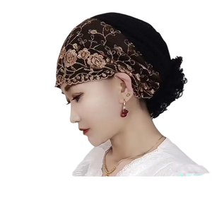 หมวกฮิญาบแบบสวม ยี่ห้อ New YASEEN สำหรับผู้หญิงมุสลิม ลายพิมพ์สี่เหลี่ยม แต่งลูกปัด ผ้าลูกไม้ ยืดหยุ่น ระบายอากาศได้ดี เป็นมิตรกับสิ่งแวดล้อม ใช้ได้ทุกฤดู - Product Image 1