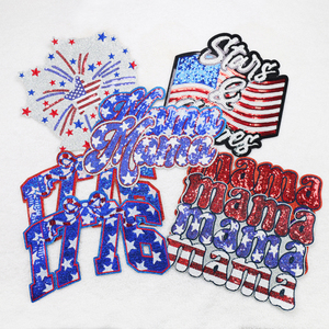 High Quality 2025 New United States Glitter Usa Independence Day <b>Sew</b> <b>On</b> Usa Custom Embroidery Sequin <b>Patch</b> For Clothing - Product Image 2