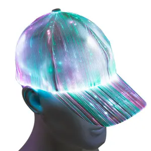 E1456 chapéu da moda para festas rave, luz de led, esportivo, brilhante, hip hop, chapéu de beisebol, luminoso, led, fibra óptica