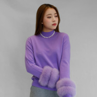 Pull en laine sans couture personnalisé sans couture Pull en laine léger pour femmes avec fourrure de renard