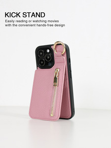 Fundas para teléfono inteligente con tarjeta de correa para muñeca para <span class=keywords><strong>funda</strong></span> de iPhone 11 17 Series para Samsung Case S24 Mobile Cover - Product Image 4