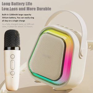 Mini Máquina de Karaoke Portátil para Niños, Altavoz para Fiestas con Dos Micrófonos Inalámbricos, Luz RGB de Colores, para Cantar en Casa, en Familia, al Aire Libre - Product Image 1