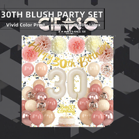 Ballons en latex et feuille d'aluminium imprimés dorés rose poudré rétro pour le 30e anniversaire des femmes Froova, bannière Joyeux 30e anniversaire, décoration de gâteau numéro 30, fête du 30