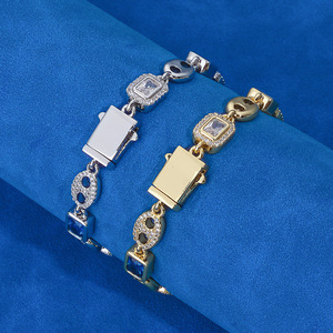 Chaîne de nez de cochon en pierres précieuses colorées avec boucle élastique de 10 mm, bijoux hip-hop, accessoires personnalisés, bracelet en zircon, personnalisation - Product Image 2