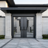 Portail de Villa à Double Battant en Alliage d'Aluminium Style Chinois Moderne Minimaliste à Commande Manuelle Modèle Chunyue 0366