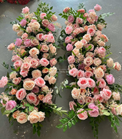 Handgemaakte kunstzijde bloemen centerpiece tafelloper met rozen design, real touch, voor bruiloften, binnen- en buitendecoratie