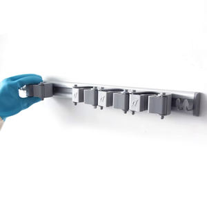 Soporte de Pared para Escoba y Trapeador, Ahorro de Espacio, con 4 Ganchos, Material ABS, Gris, Organizador de Baño, Gran Venta - Product Image 4