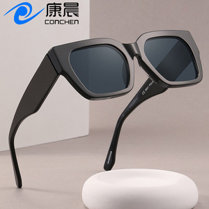 Lunettes de soleil classiques carrées en acétate pour hommes, noires, polarisées UV400, protection solaire pour la conduite, type 3, verres TAC, Wenzhou - Product Image 5
