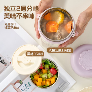 Happy Bear 304 Stainless Steel Vacuum <b>Lunch</b> <b>Box</b> Insulated With Cartoon Lid For Students And Adults - Product Image 3