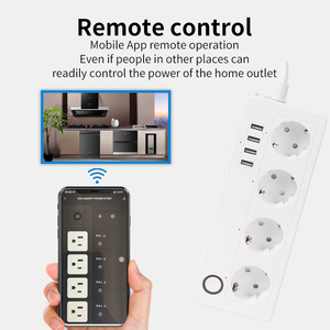 Sixwgh tuya wifi thông minh Power Strip 4 <span class=keywords><strong>EU</strong></span> Ổ cắm ổ cắm 4 cổng USB ABS mở rộng ổ cắm thời gian Alexa Google nhà cắm ổ cắm - Product Image 5