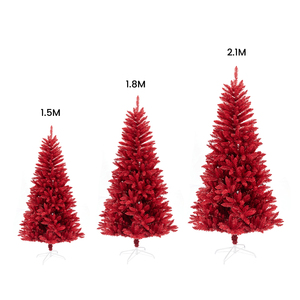 Arbre de Noël <span class=keywords><strong>rouge</strong></span> en PVC coloré personnalisé de 4, 5 et 6 pieds avec support en métal solide et lumières LED pour extérieur - Product Image 4