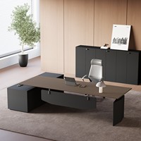 Scrivania Direzionale Elettrica Intelligente con Sollevamento, per Uso Commerciale Leggero, Materiale Moderno e Semplice, a Forma Allungata, con Sedia da Ufficio per Manager