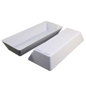 Plateau rectangulaire long en mélamine blanche pour hôtel avec logo personnalisé, plateau de buffet réutilisable, vaisselle - Product Image 6